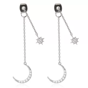 NO.1 Crescent Moon and Star Chain Drop Earrings