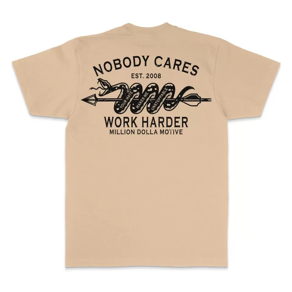 Nobody Cares Work Harder - Khaki T-Shirt