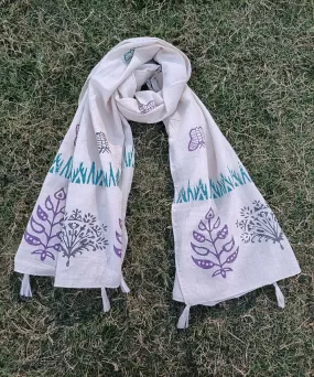 Offwhite handspun cotton handblock print stole