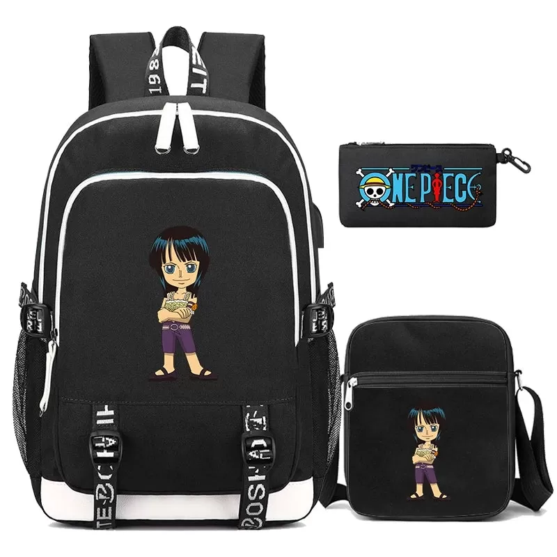 One Piece Anime Book Bags 3Pcs/Set Large Capacity Backpacks Teenage Student School Bags