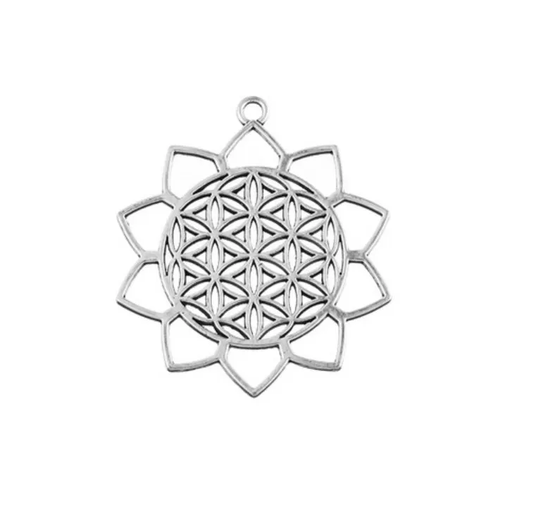 Open Background Lotus Flower of Life Sacred Geometry Background Pendant