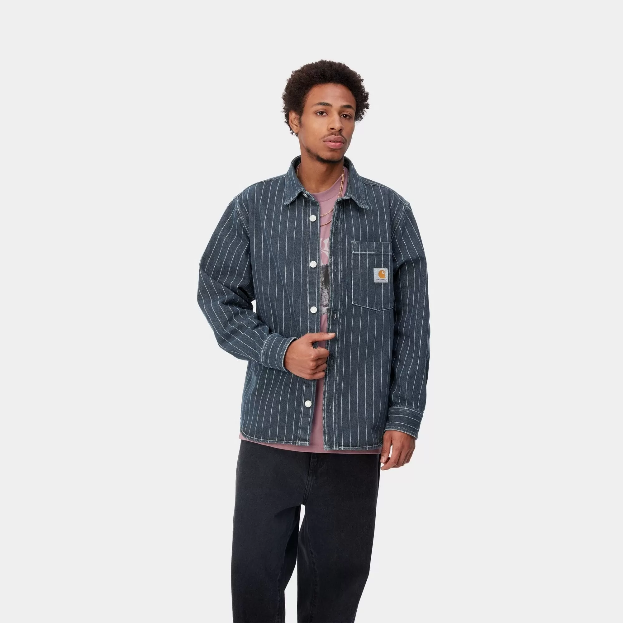 Orlean Stripe Shirt Jacket | Blue / White (stone washed)