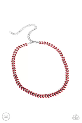 Paparazzi Grecian Grace Red Choker Necklace & Earring Set