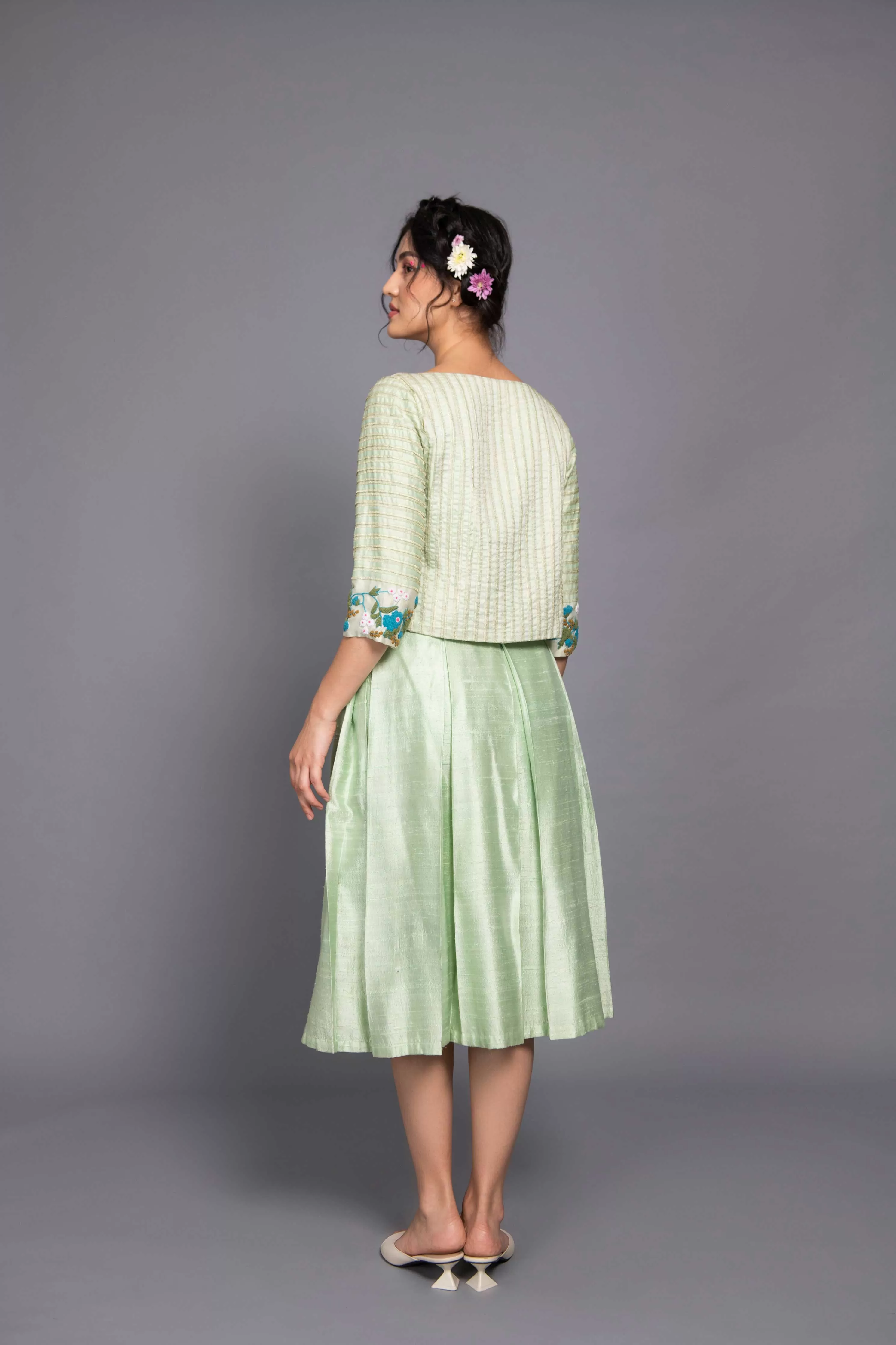 Pastel Green Silk Co-ord Set