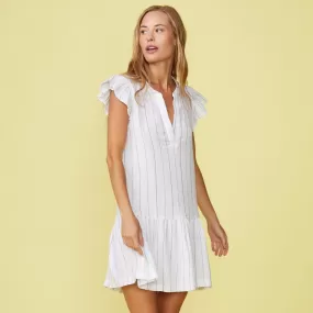 Pinstripe Gauze Easy Ruffle Dress