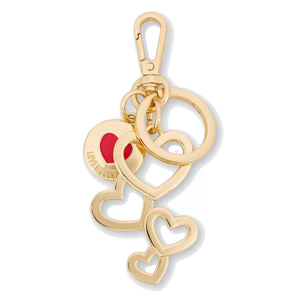 Portachiavi con Charm a Cuore con Strass LOVE MOSCHINO linea Gift Capsule in Metallo color Oro