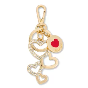 Portachiavi con Charm a Cuore con Strass LOVE MOSCHINO linea Gift Capsule in Metallo color Oro