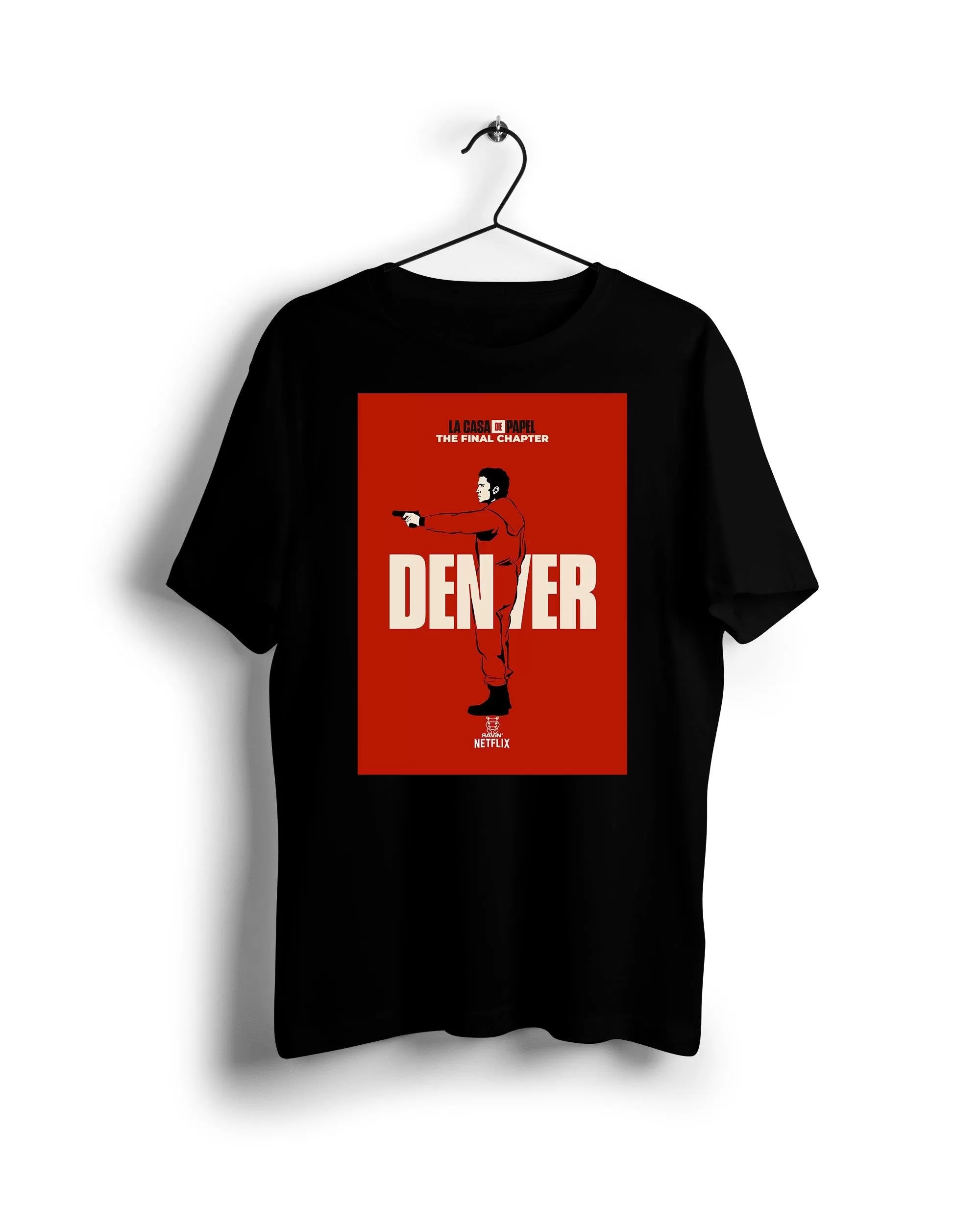 Red Denver La Casa De Papel X Ravin X Hippo  - Digital Graphics Basic T-shirt Black