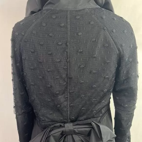 RED Valentino Black Nylon with Lace Overlay and Hood Jacket