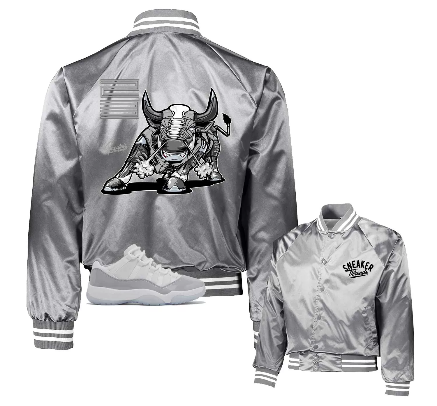 Retro 11 Cement Grey Jacket - Bull - Silver