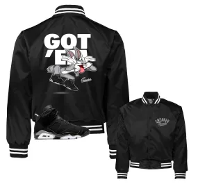 Retro 6 Metallic Silver Satin Jacket - Got Em - Black