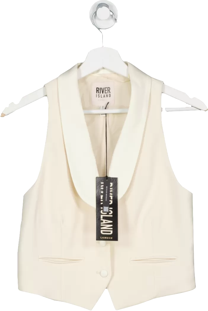 River Island Cream Crop Tux Waistcoat UK 6