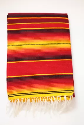 Saltillo Serape Blanket - Red & Yellow Two Tone