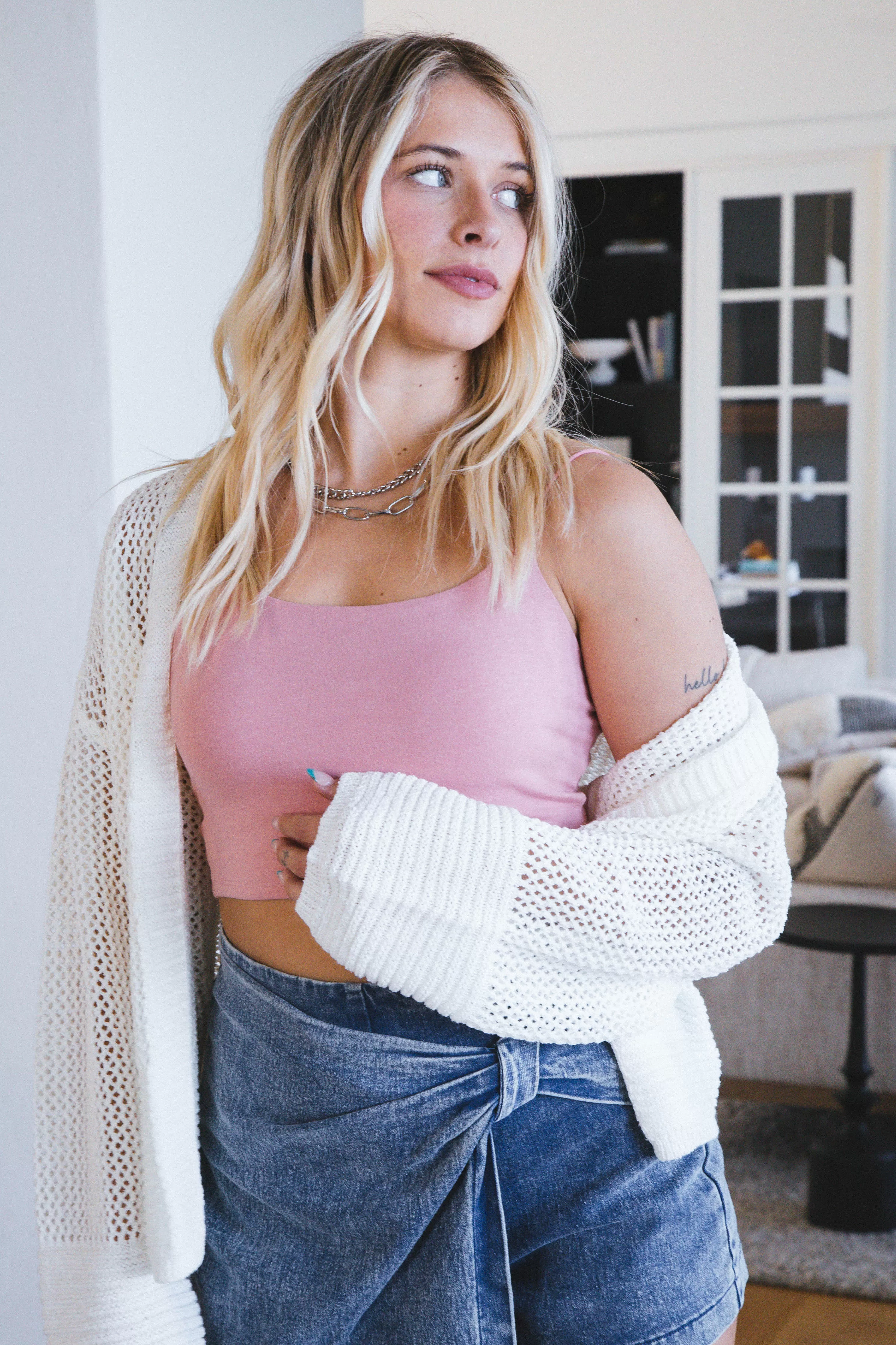 Sarah Cami Crop Top, Petal Pink