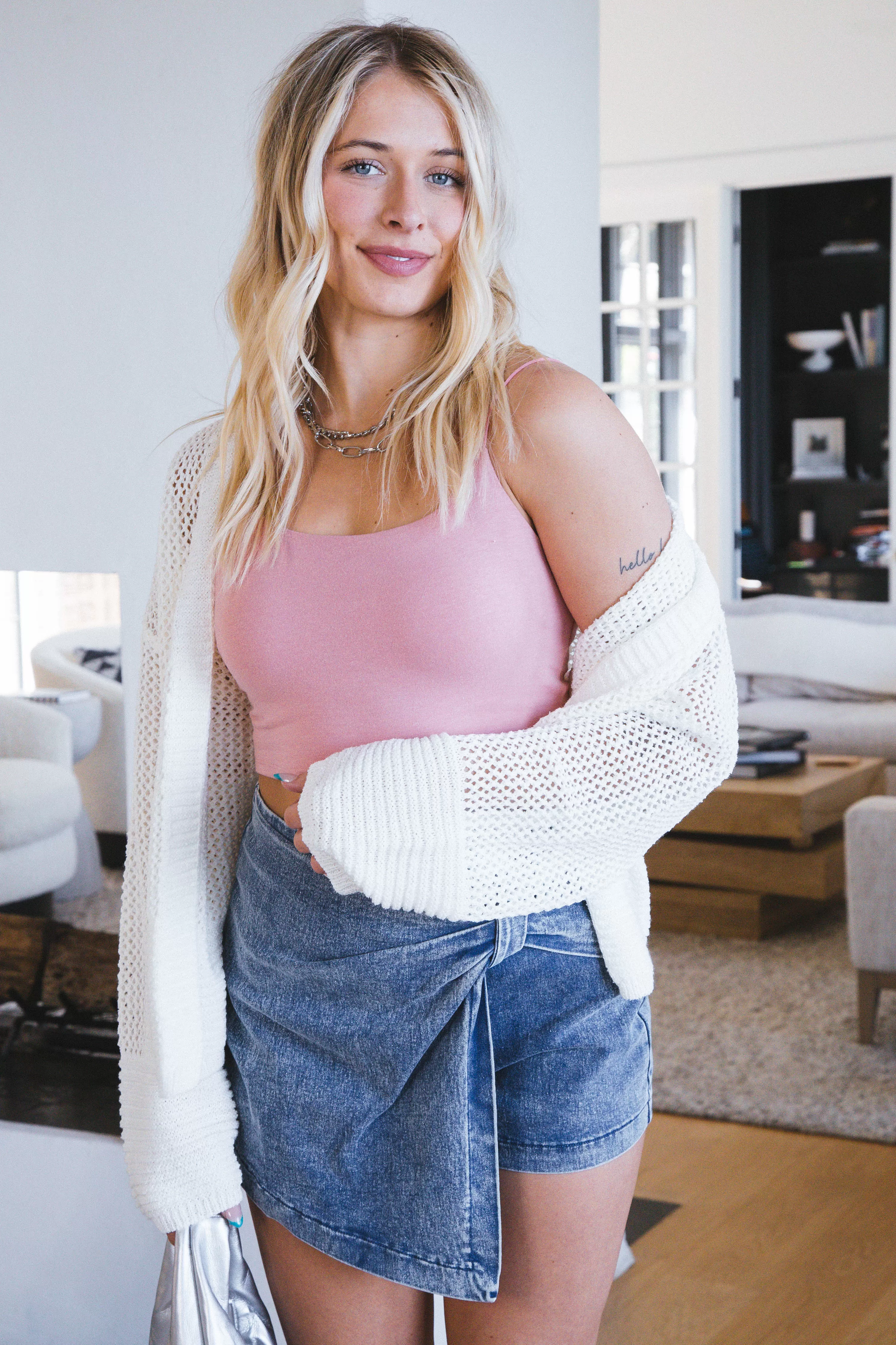 Sarah Cami Crop Top, Petal Pink