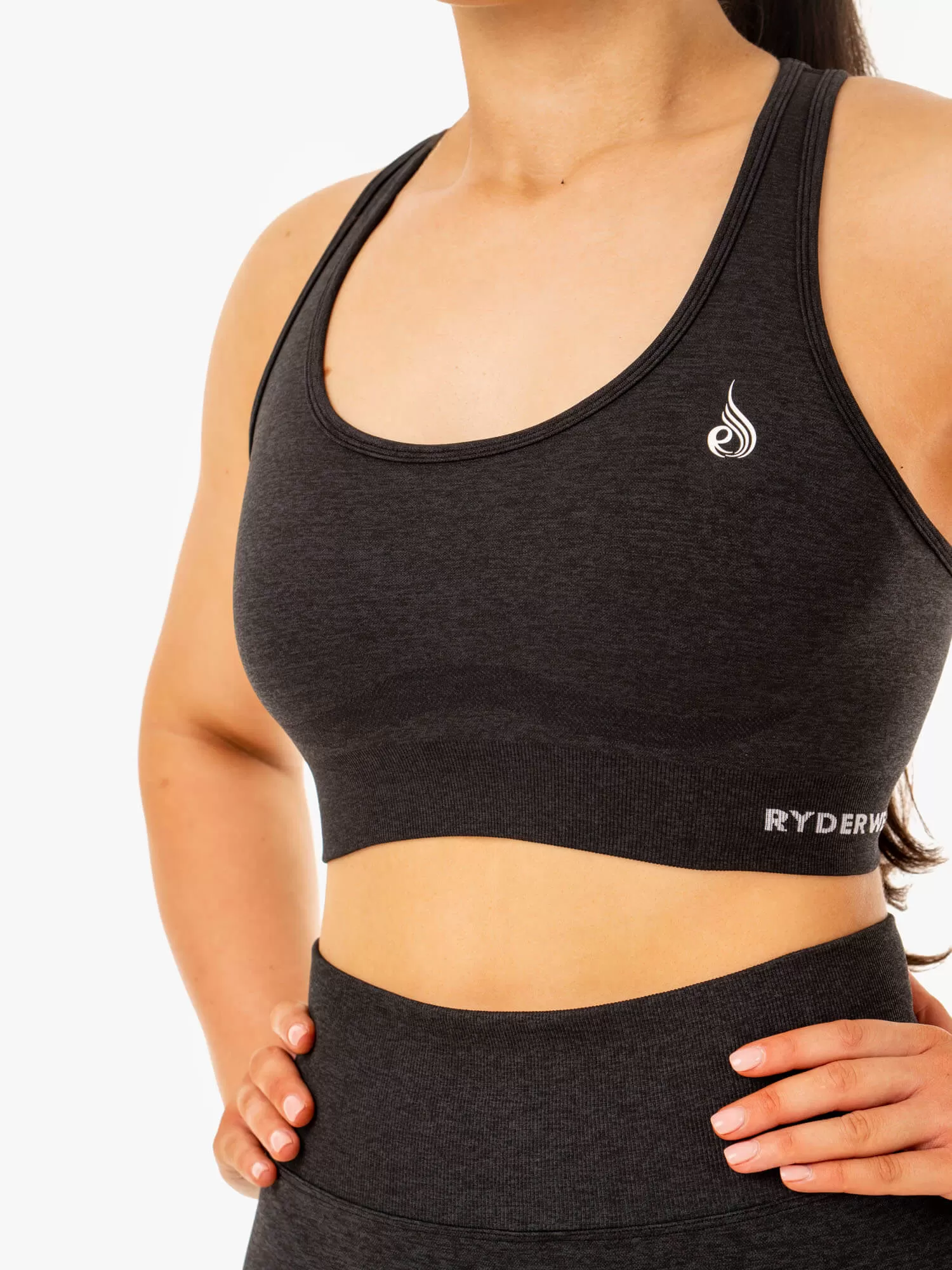 Sculpt Seamless Racer Back Sports Bra - Black Marl