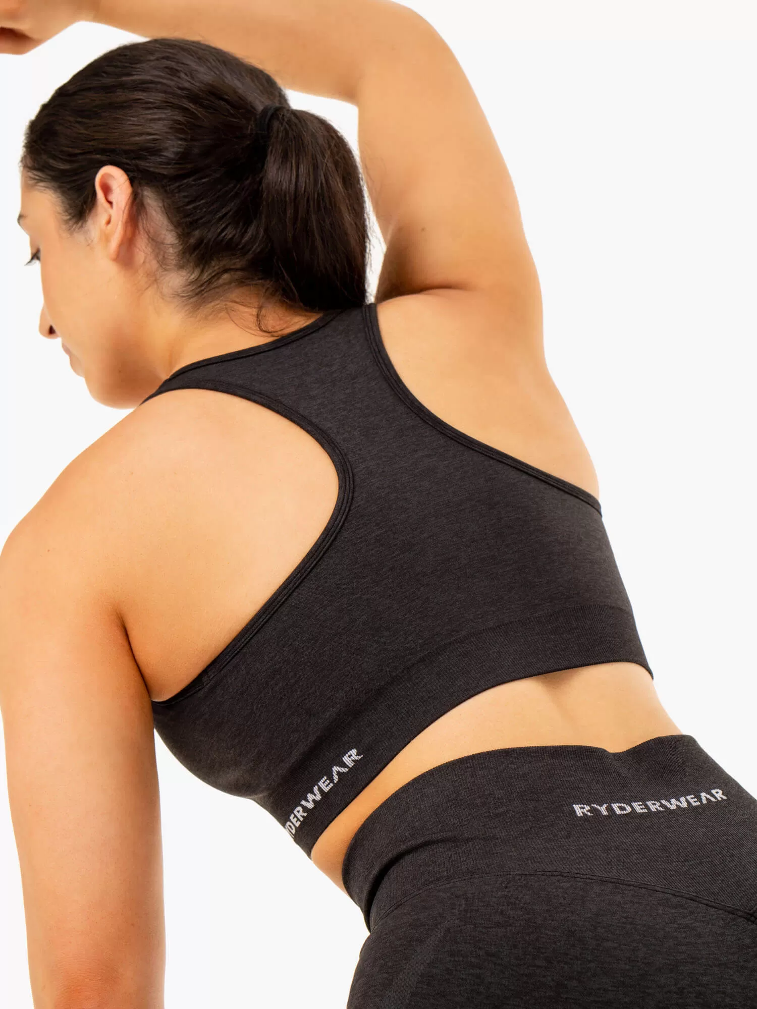 Sculpt Seamless Racer Back Sports Bra - Black Marl