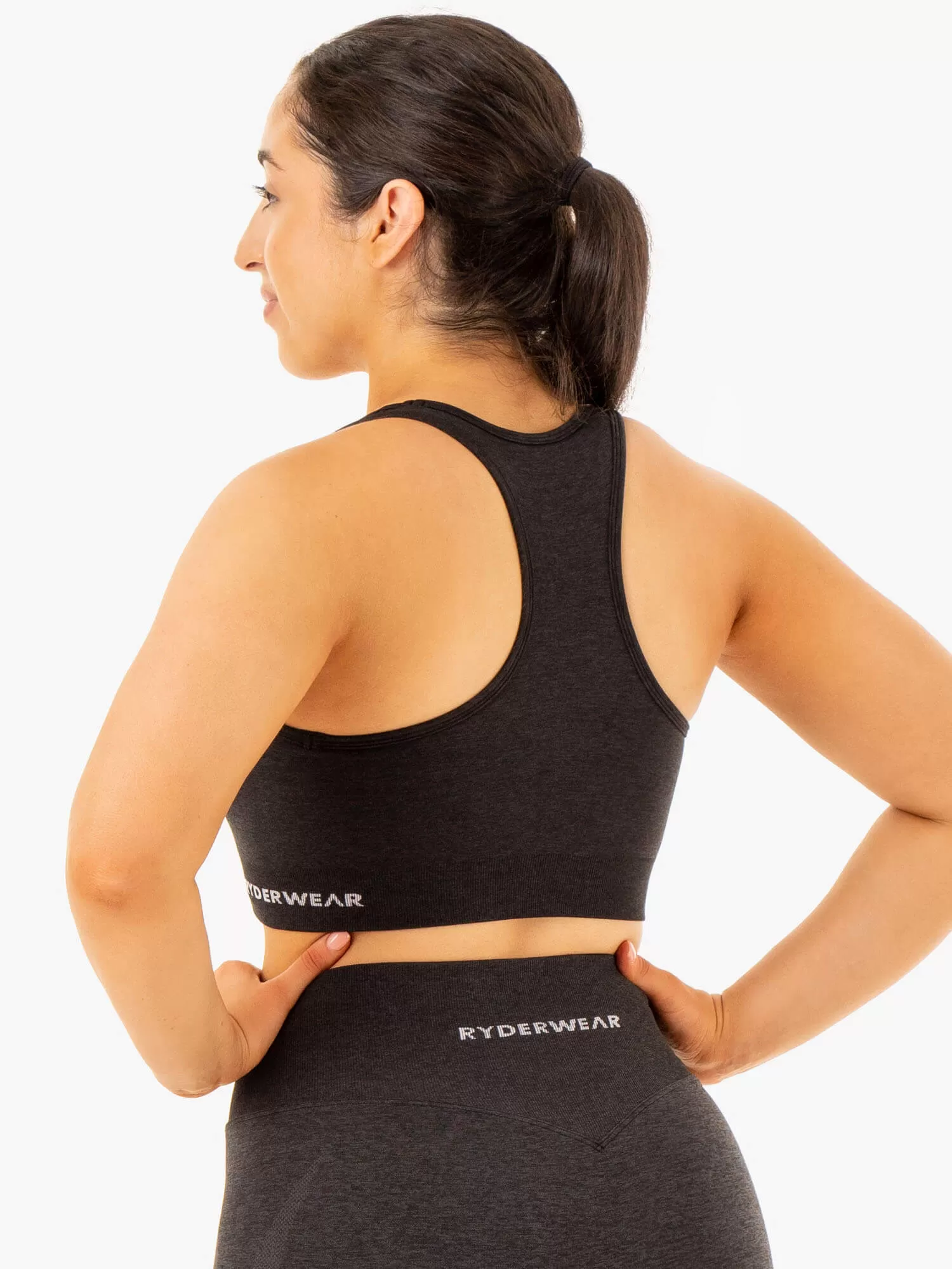 Sculpt Seamless Racer Back Sports Bra - Black Marl