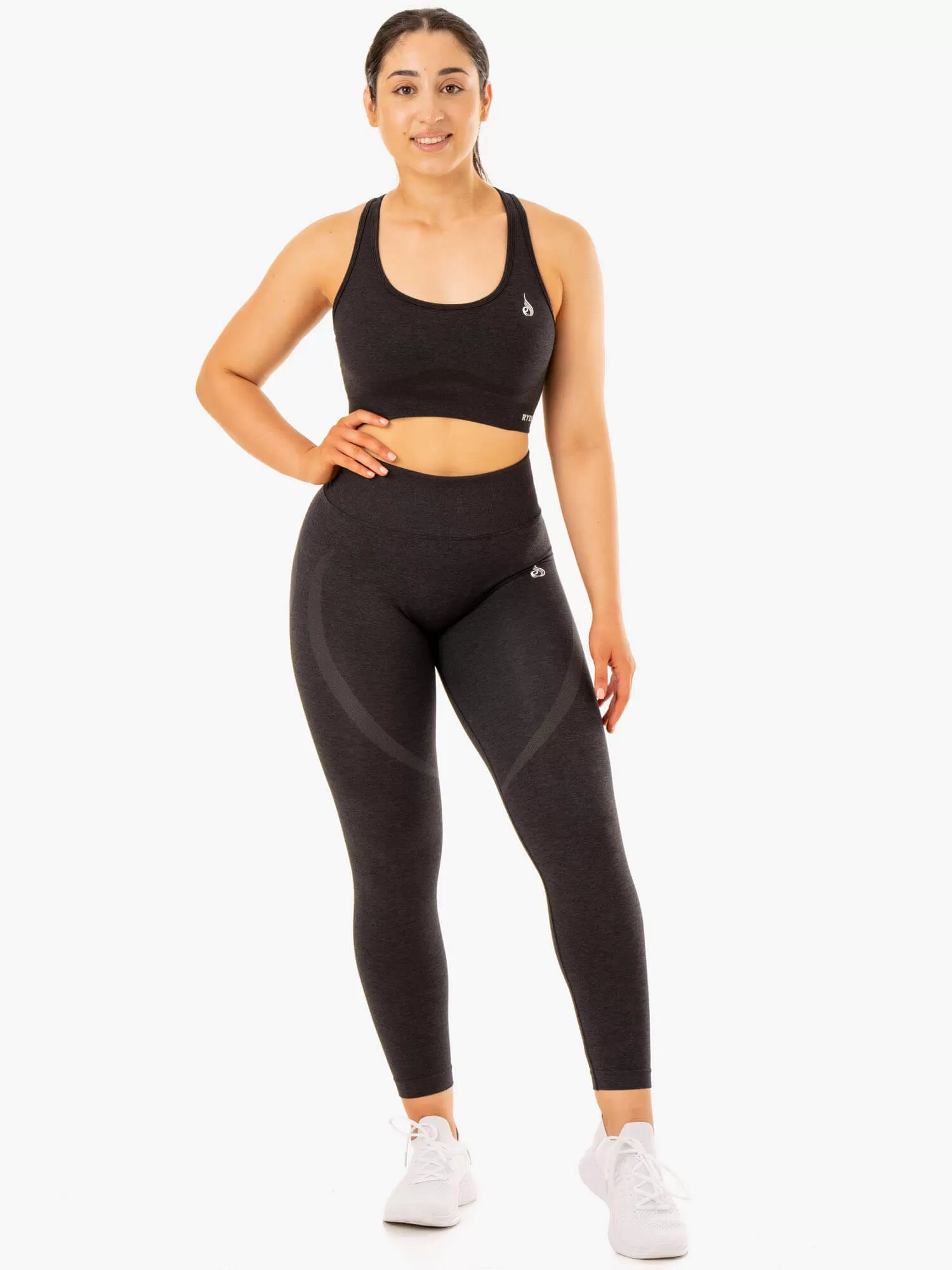 Sculpt Seamless Racer Back Sports Bra - Black Marl