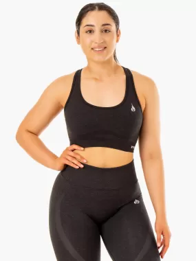 Sculpt Seamless Racer Back Sports Bra - Black Marl