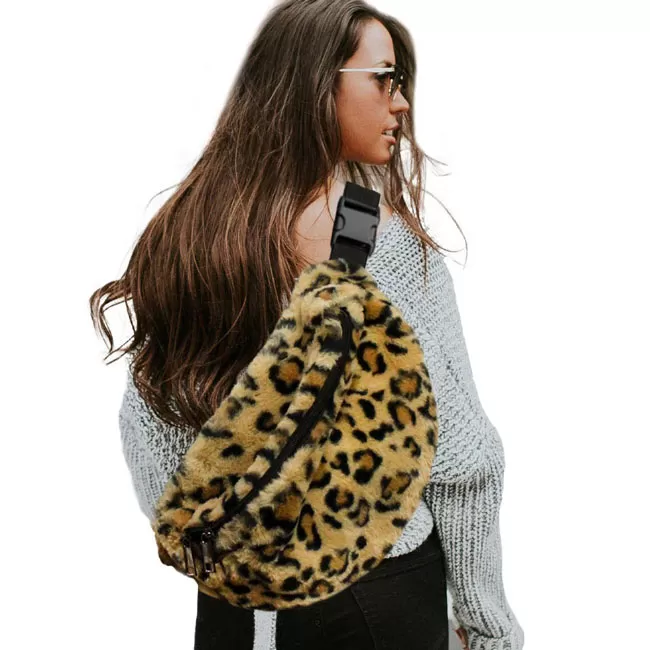 Solid Faux Fur Sling Bag