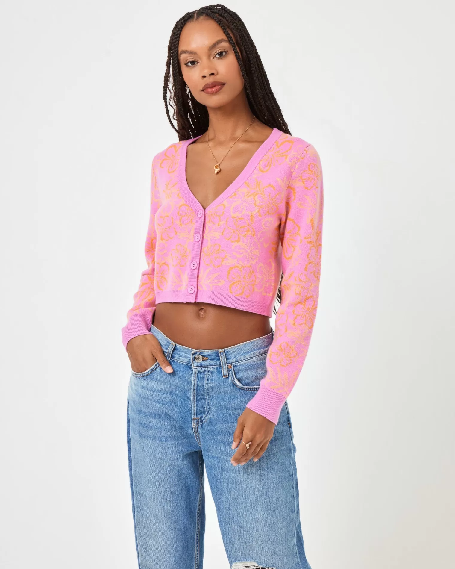 Spring Fling Sweater - Hibiscus Kiss