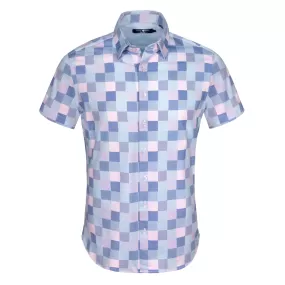 Stone Rose Mens Check Print Short Sleeve Knit Shirt - Pink