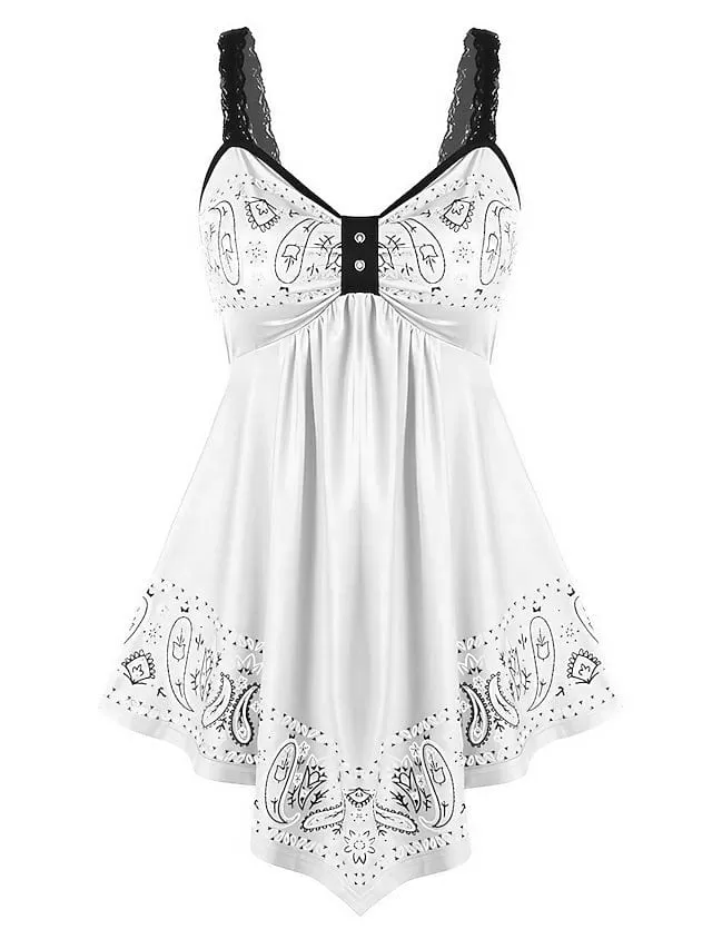 Stylish Women's Plus Size Lace Camisole Summer Top