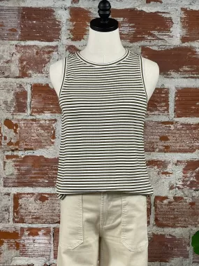 Thread & Supply Sinclair Tank in White & Army Stripe