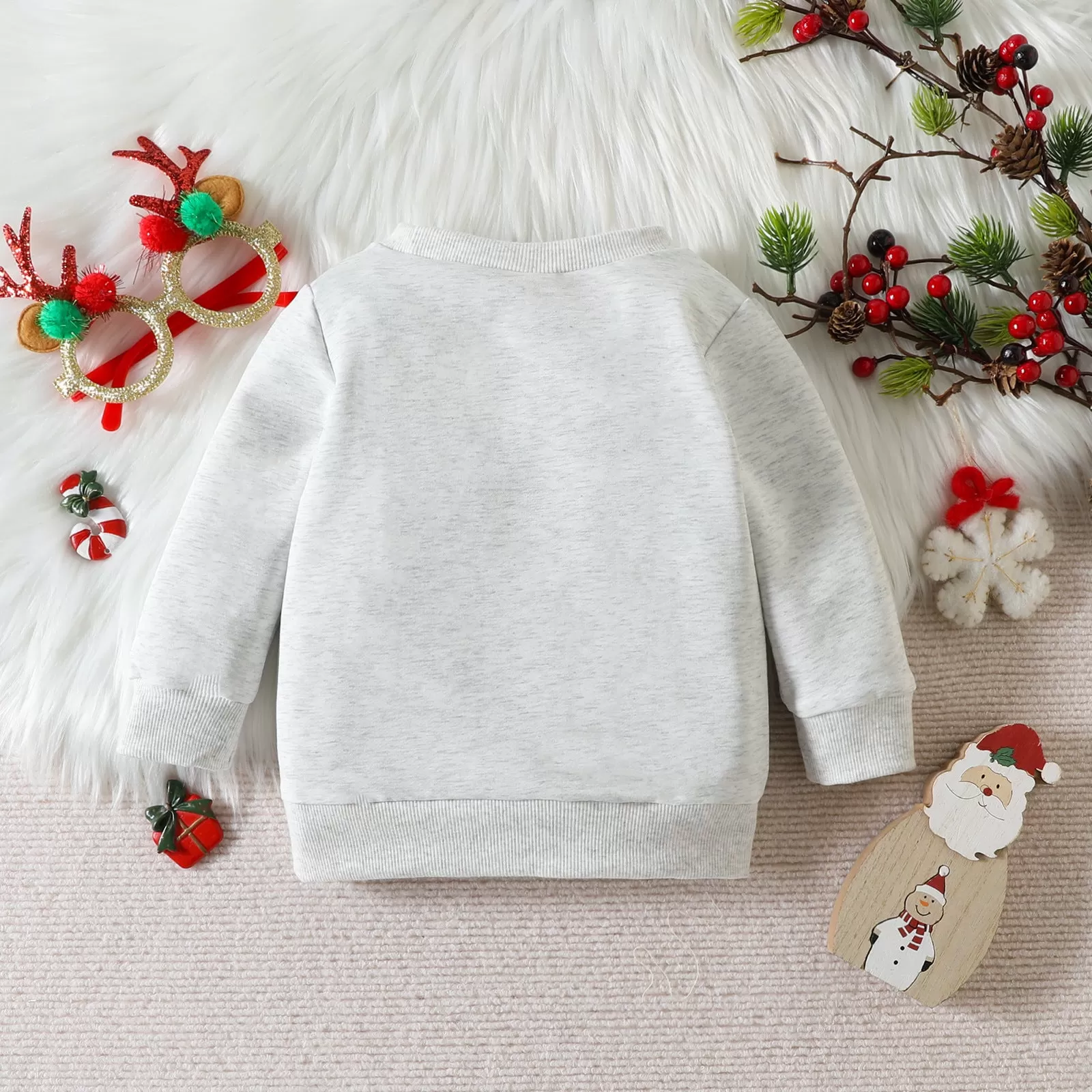 Toddler Boys Girls Solid Color Cartoon Christmas Letter Print Long-sleeved Sweatshirt