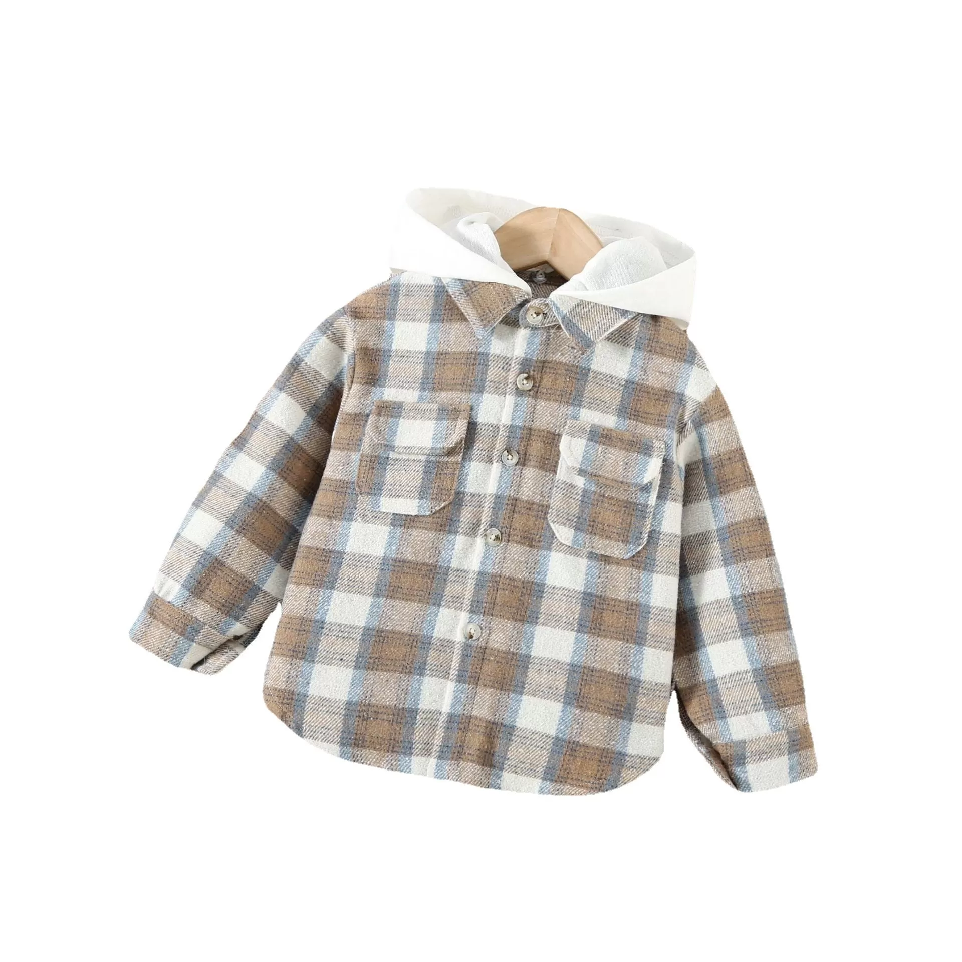 Toddler Girls Hooded Plaid Print Top Jacket