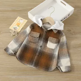 Toddler Girls Hooded Plaid Print Top Jacket