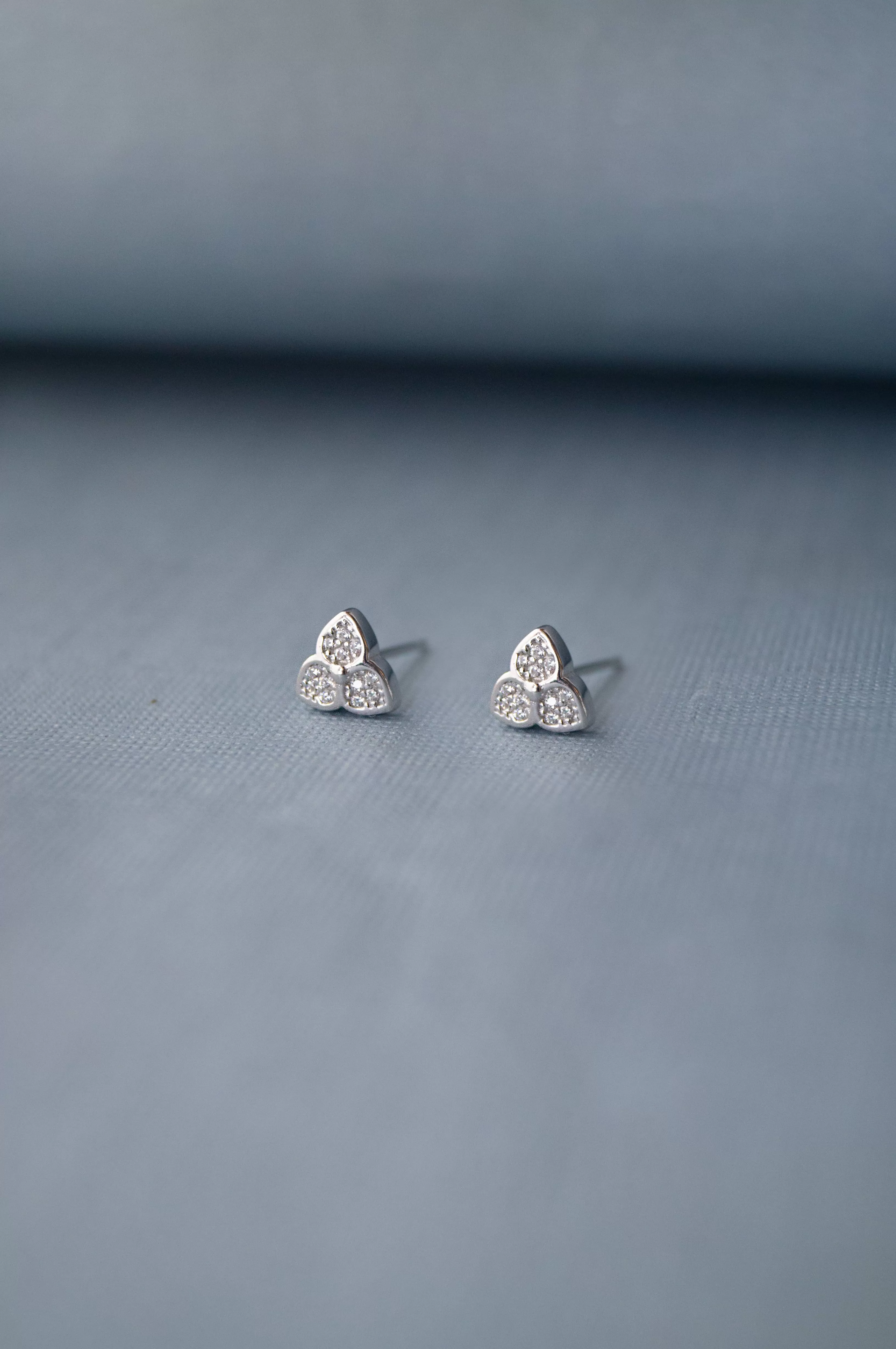 Tri-Petal Flower Sterling Silver Earrings