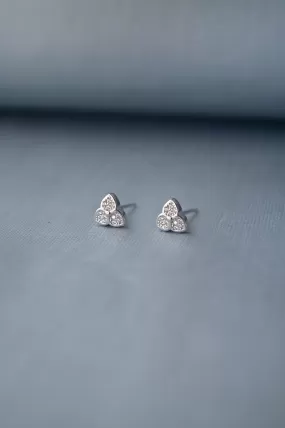 Tri-Petal Flower Sterling Silver Earrings