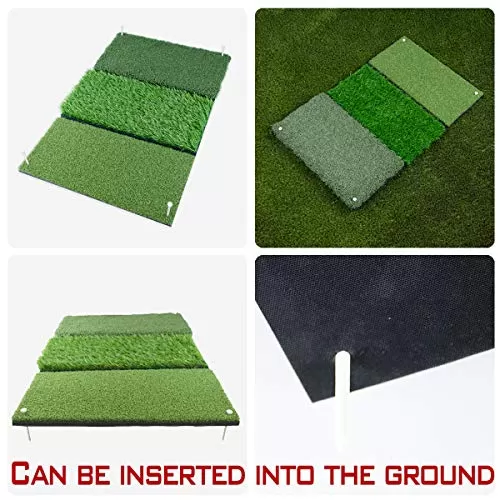 Tri-Turf 3-in-1 Golf Hitting Mat - Deluxe 25x16 Golf Practice Mats