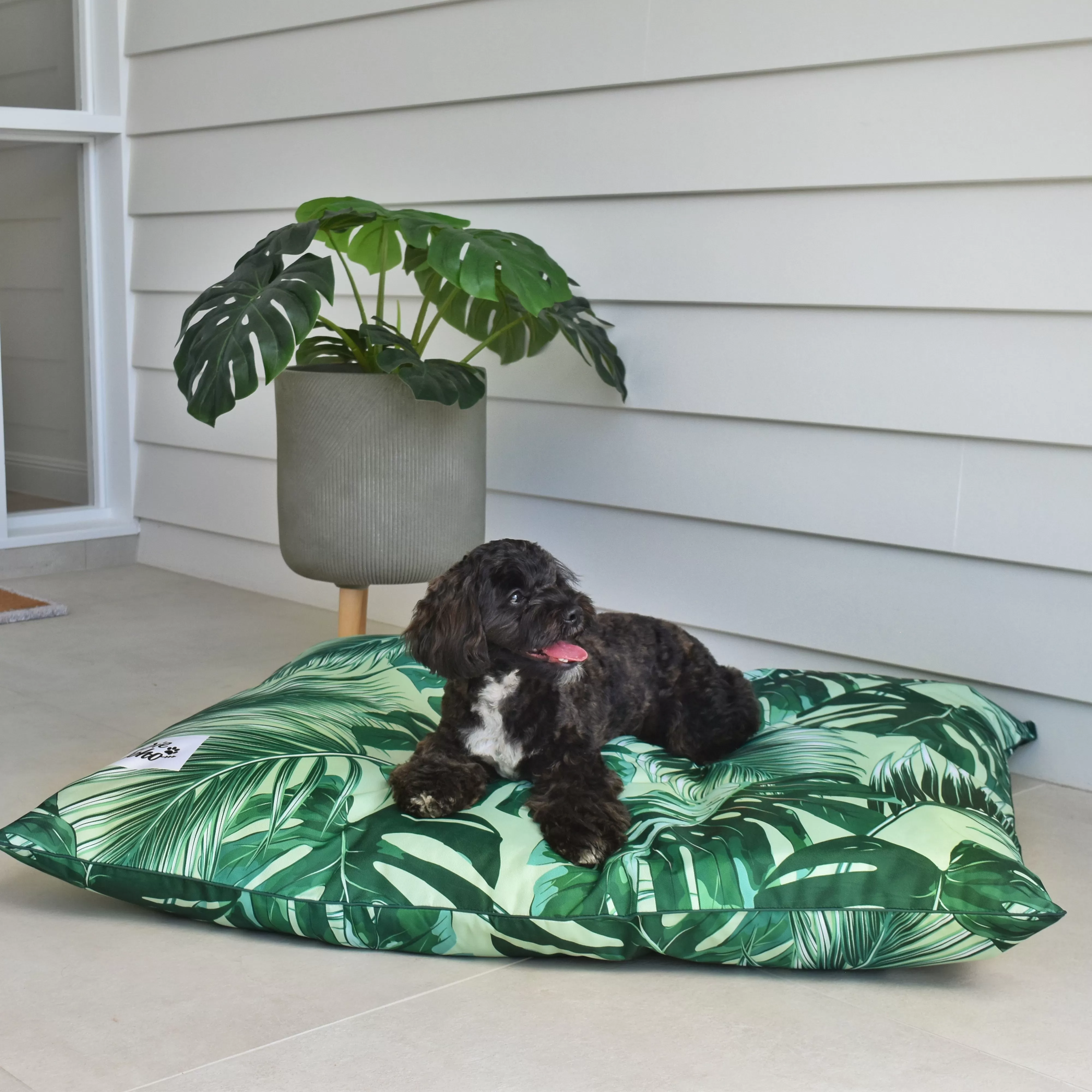 Tropical Leaves Water-Resistant - LARGE Dog Bed