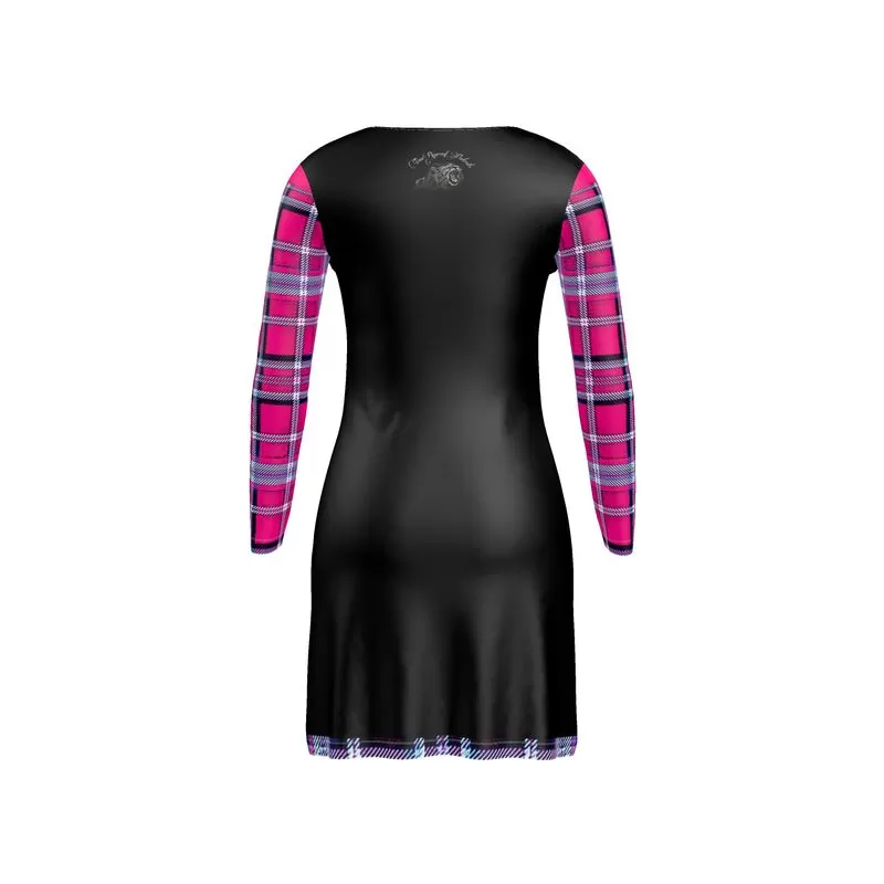 TRP Twisted Patterns 06: Digital Plaid 01-04A Designer V-neck Cardigan Mini Dress