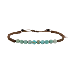 Turquoise Brown Cable Drawstring Bracelet