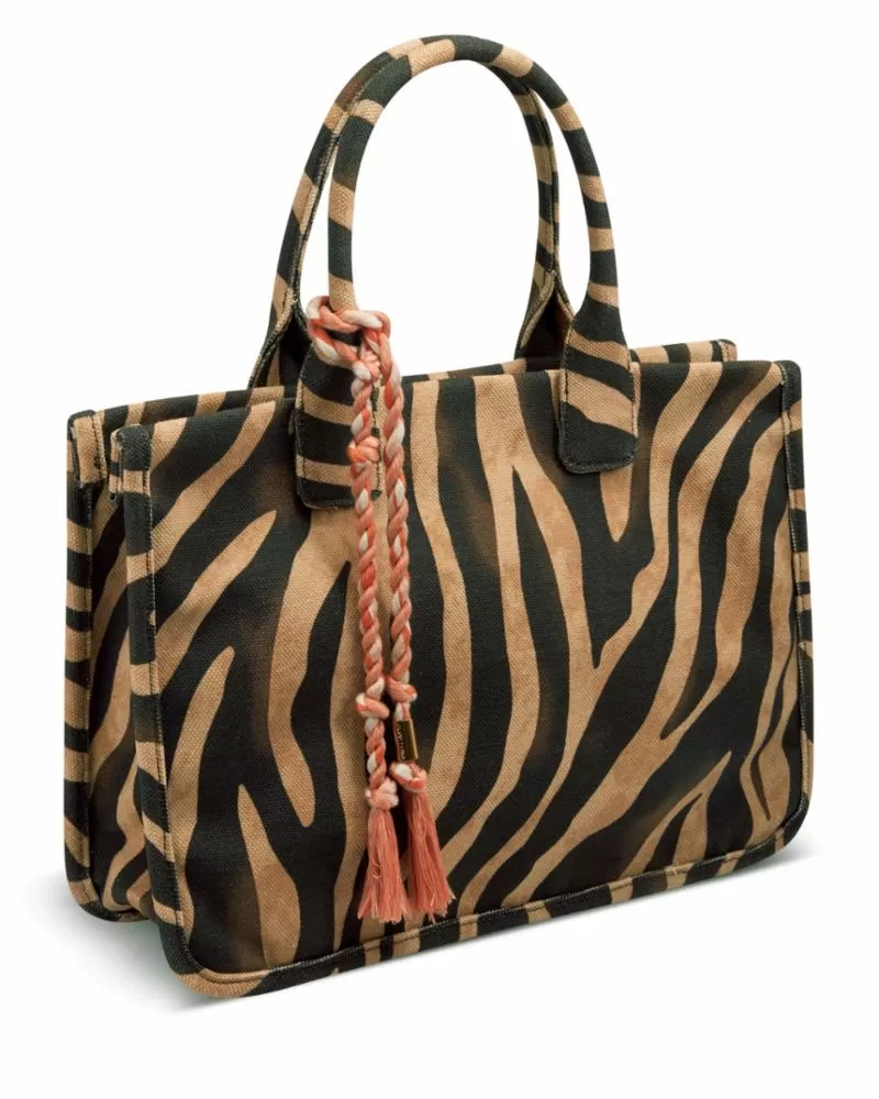 Vince Camuto Handbag ORLA TOTE TWO TONE BROWN/TWO TONE ZEBRA