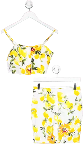 White Button Up Lemon Print Co-ord UK M