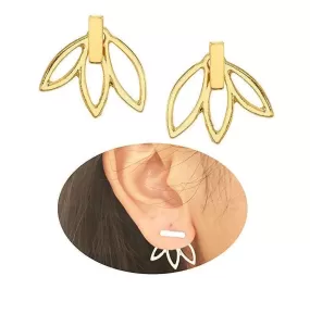 Wholesale Lotus Flower Ear Jacket Earrings- Choose Sterling Silver, Gold, Rose Gold, front back earrings, Lotus flower stud earrings, bar earrings