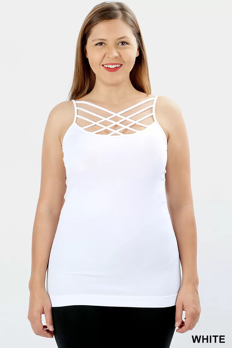 Women's Seamless Triple Crisscross Front Cami Tank Top