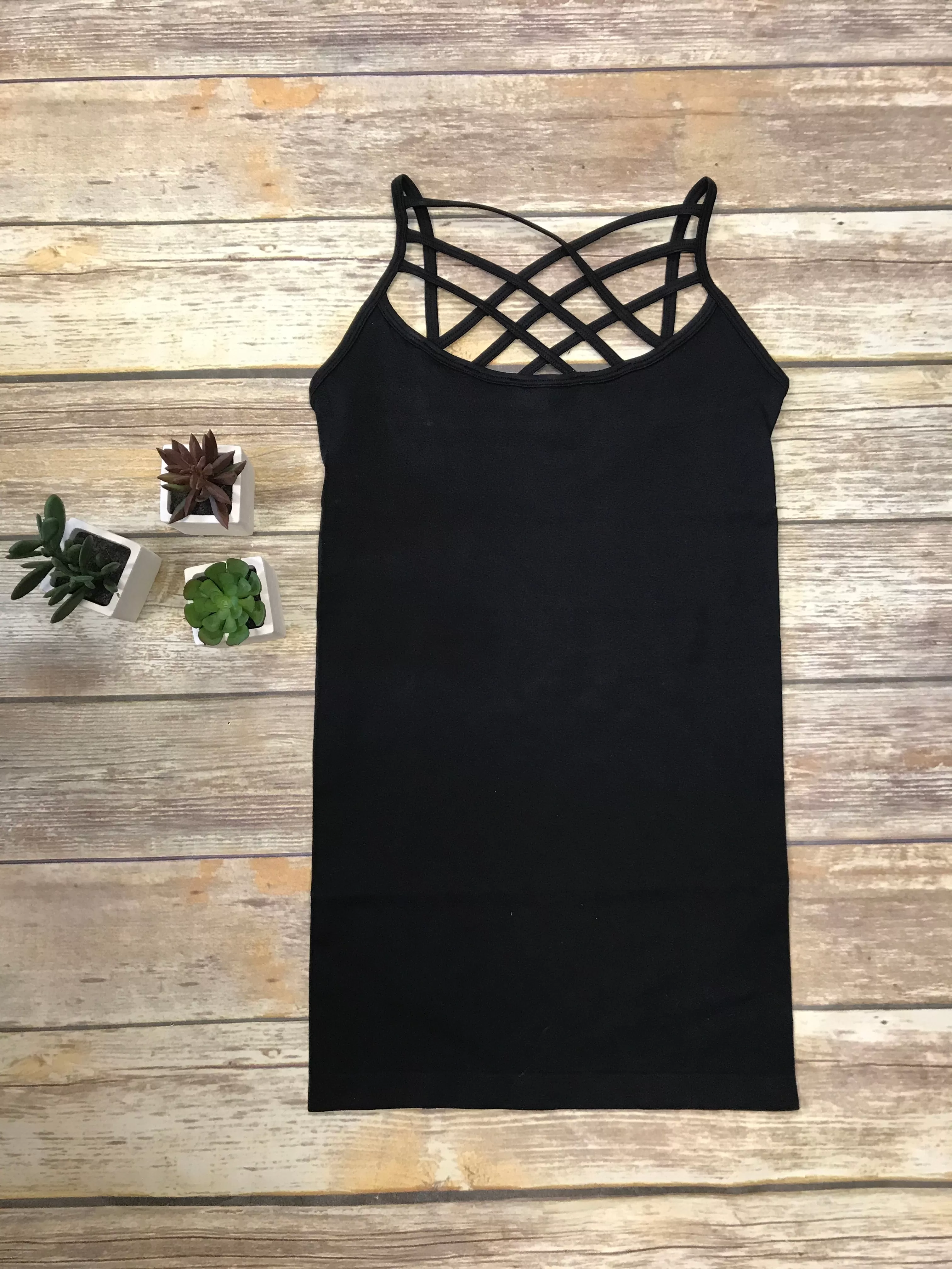 Women's Seamless Triple Crisscross Front Cami Tank Top